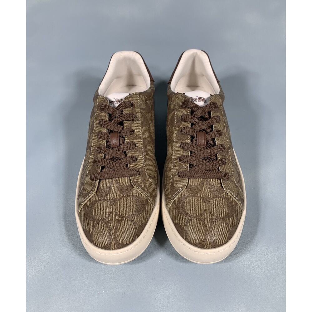 $168 Coach Clip Signature Low Top Sneaker Khaki Saddle G4949 Men's Size 11 - Picture 2 of 10